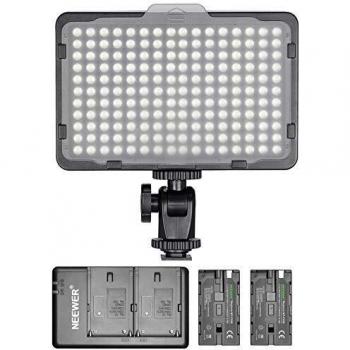 Neewer 176-LED Dimmable Light Panel with 2 x 2600 mAh Lithium Battery, Dual USB Battery Charger for Canon Nikon Digital SLR etc. for Video Recording in Photo Studio