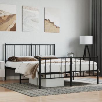 Cama Metal Negro con Cabecero y Pie 120x190 cm