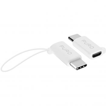Adaptador Micro USB a USB-C 2.0 Blanco para Carga y Sincronización de Datos, 3A, 480 Mbps con Lazo de Seguridad