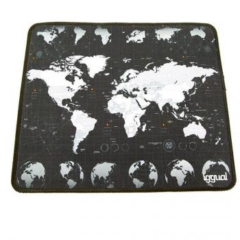 iggual Alfombrilla de Ratón Mapamundi 30x25 cm Negra