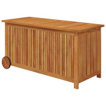 Cofre de almacenamiento para jardín con ruedas 113 x 50 x 58 cm de madera de acacia