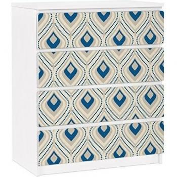 Vinilo adhesivo para muebles IKEA - Malm Dresser 4xDrawers - Vintage ornament, Tamaño:4 veces 20cm x 80cm