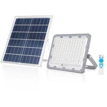Elbat Foco Solar LED 50W - 1440LM - Luz Fría 6500K - Autonomía hasta 2 Días - Control Remoto - IP67