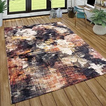 Alfombra Salón Pelo Corto Vintage Moderna Motivo Abstracto Crema Lila Naranja 120x170 cm - Paco Home