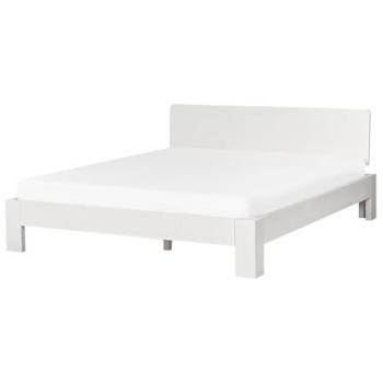 Cama matrimonial de madera blanca 160 x 200 cm con cabecero Royan