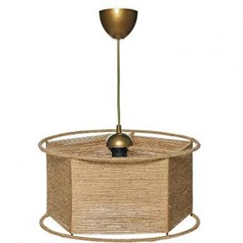 Lámpara de Techo Handmade de Yute Marrón Natural - 40x40x65 cm, E27 Max 60W