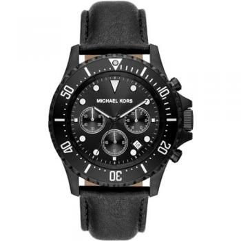 Reloj para Hombre Michael Kors MK9053 - Reloj analógico de acero inoxidable, esfera negra, cronógrafo, resistente al agua hasta 100 metros, correa de eslabones ajustable