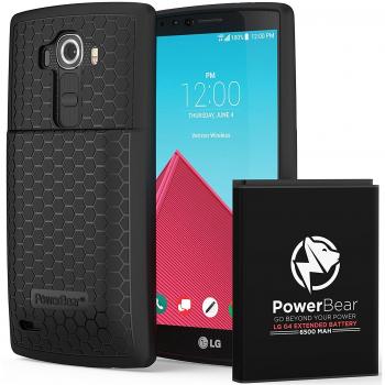 PowerBear Batería Extendida LG G4 [6.500mAh], Cubierta Trasera y Carcasa Protectora