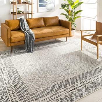 Surya Monaco Scandinavian Boho Area Rug, Short Pile, 14mm Height, Gray/Beige, 160x220 cm