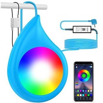 LyLmLe Luces Piscina Sumergible LED para Piscina sobre Tierra, 10W Regulable Multicolor RGB Focos Piscina Control de App, Compatible con Piscina Intex Bestway Frame,IP68 Impermeable, Cable 8m,12V