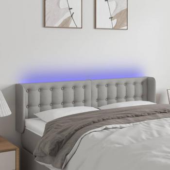 Cabecero LED de tela gris claro 147x16x78/88 cm