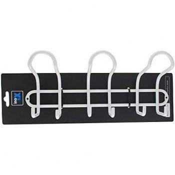 Perchero de Pared Inofix de Acero con 3 Ganchos Triples en Color Blanco Mate - Dimensiones 130x310x84 mm