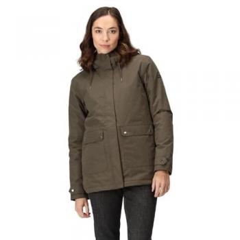 Regatta Women's Broadia Waterproof Insulated Jacket - Dark Khaki - Size 8