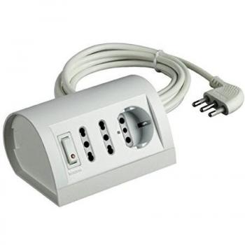 Multipresa de Escritorio Bticino Serie IT con Cable de 2m, 2 Tomas Bipasso 10/16A y 1 Toma Alemana