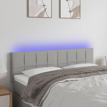 Cabecero LED de tela gris claro 144x5x78/88 cm