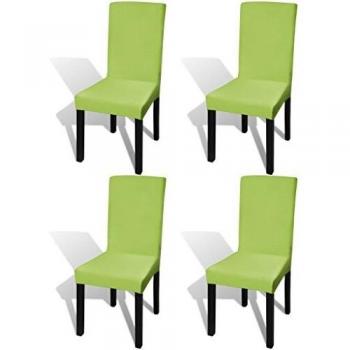 vidaXL 4X Fundas Elásticas para Sillas Rectas Verde Cubierta para Asientos