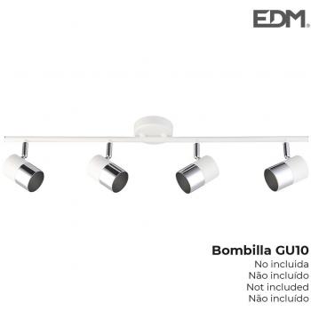 Foco halogeno 4 elementos color cromo+blanco hueso gu-10 modelo moon EDM