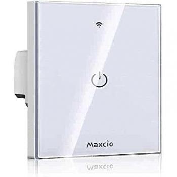 Interruptor Luz WiFi, Maxcio Interruptor Inteligente 1 Gang Compatible con Alexa y Google Home, Control de APP y Función de Temporizador, Neutral Requerido