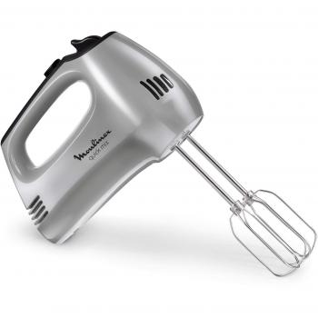 Moulinex Quick Mix - Batidora amasadora, 6 moldes para galletas, color plateado