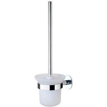 GERUIKE Escobilla Baño Inodoro Cepillo del Escobilla de baño escobillero Acero Inoxidable con Acabado Pulido Resistente al óxido Soporte Montaje en Pared sin Taladro Plateado