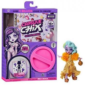 Capsule Chix Giga Glam Collection, 4.5 Inch Doll with Capsule Machine Unboxing and Mix and Match Fashions and Accessories