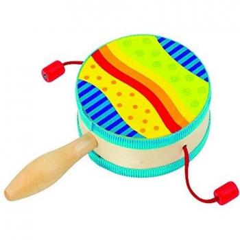 Tambores de Madera para Niños Goki - Instrumento Musical Colorido con Bolas, Ø 10 cm