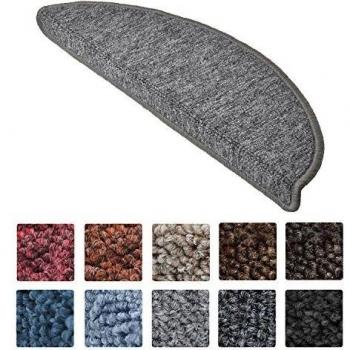 Alfombras Antideslizantes Semicirculares para Escaleras ProStair, Set de 15 Unidades, Gris, 55 x 15 cm