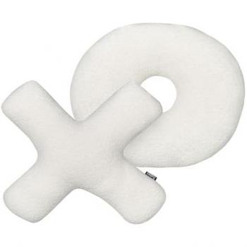 Conjunto de 2 cojines afelpados letras XO en tela decorativa color blanco crema Hesperis