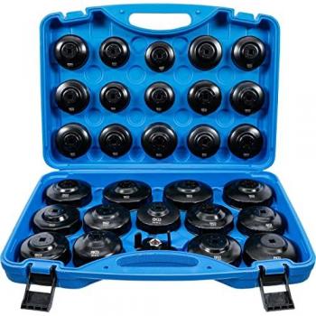 Juego de cazoletas para filtros de aceite BGS Technic - 30 piezas, incluye llave de campana (Ref: 1039)