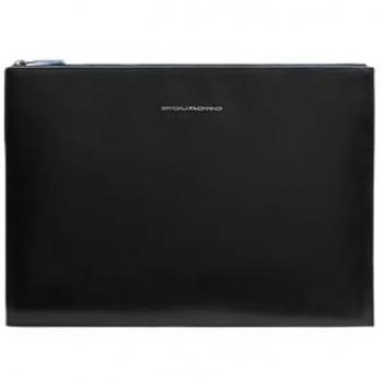 Piquadro Black Leather iPad Pro Clutch with RFID Protection for Men, One Size