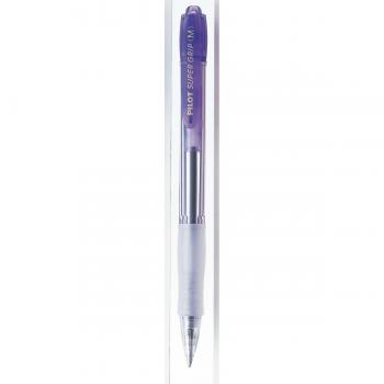 Bolígrafo Pilot Super Grip Neón Violeta Retráctil Recargable Punta 1.0mm Trazo 0.25mm Tinta a Base de Aceite