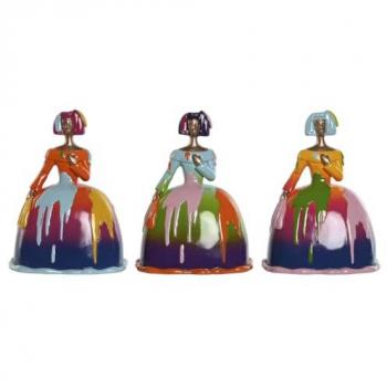 Figura Decorativa Home ESPRIT Multicolor Dama 21 x 16 x 25 cm (3 Unidades)