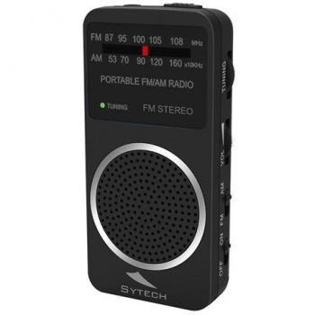 Radio Am/FM Estereo de Bolsillo, Altavoz, Auriculares, Negro