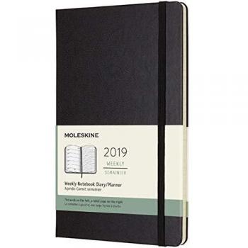 Moleskine DHB12WN3Y19 - Libreta semanal de 12m grande tapa dura, color negro