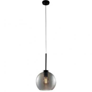 Suspensión Moderna Ankara 1 Luz Hierro Negro Vidrio Soplado Espejado