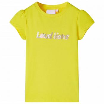 Camiseta infantil de manga casquillo amarillo chillón 104