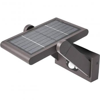 Aplique LED para exteriores Lucande Valerian solar, moderno, color negro, fabricado en aluminio, 1 llama