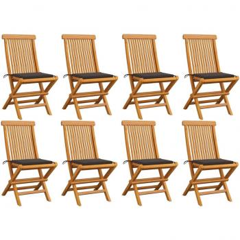 8-Piece Solid Teak Garden Chair Set with Taupe Cushions