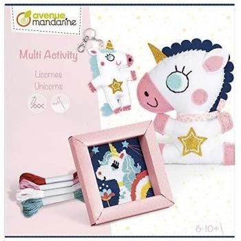 Kit Creativo Multiactividades Unicornio con Costura, Llaveros y Punto de Cruz - A partir de 6 años