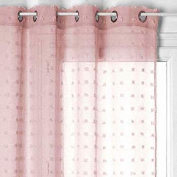 Cortina Voile Lily Rosa Claro 140 x 240 cm con Motivo de Pompones