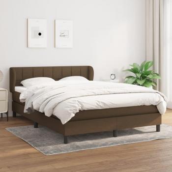 Cama box spring con colchón de tela marrón oscuro 140x200 cm