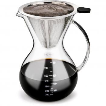 Luxebell Cafetera de Goteo de Cristal, Jarra de Café con Filtro Permanente de Acero Inoxidable