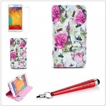Alefant Impresión de Flip portatil estilo funda con tarjetero para Samsung Galaxy Note 3 III N9000 N9002 N9005 Funda Carcasa Funda, Blume Turm