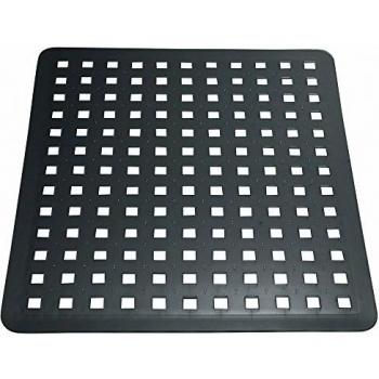 iDesign Escurridor de platos y vasos, rejilla de plástico PVC de tamaño mediano, alfombrilla escurreplatos para proteger el fregadero de la cocina, negro