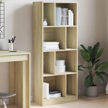 Estantería de madera de ingeniería 57x28,5x141 cm en Blanco, Negro y Roble Sonoma - Mueble de Almacenaje para Oficina, Estudio y Dormitorio