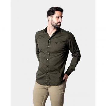 Camisa Spagnolo gabardina hombre slim marrón