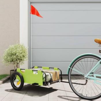 Remolque de carga para bicicleta de hierro y tela Oxford verde