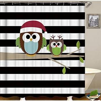 JOVEGSRVA Cortinas de ducha con diseño de búho, impermeables, 180 x 180 cm