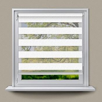Persiana Enrollable Doble 45x150 cm - Blanca - Sin Taladrar - Klemmfix - Protección Solar y Privacidad