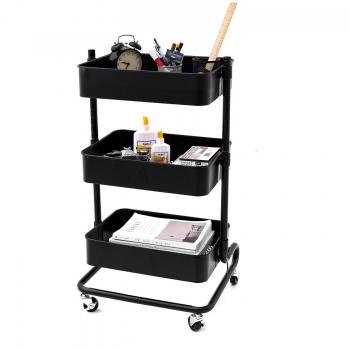 Corneria Carro Multiuso Con Ruedas y 3 Cestos - Carrito Auxiliar Metálico Multiusos Para Casa Cocina Cuarto